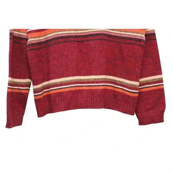 Vintage 90s Full Zip Sweater Size Large Ramie Cotton Striped Fall Retro Cozy - Picture 10 of 10